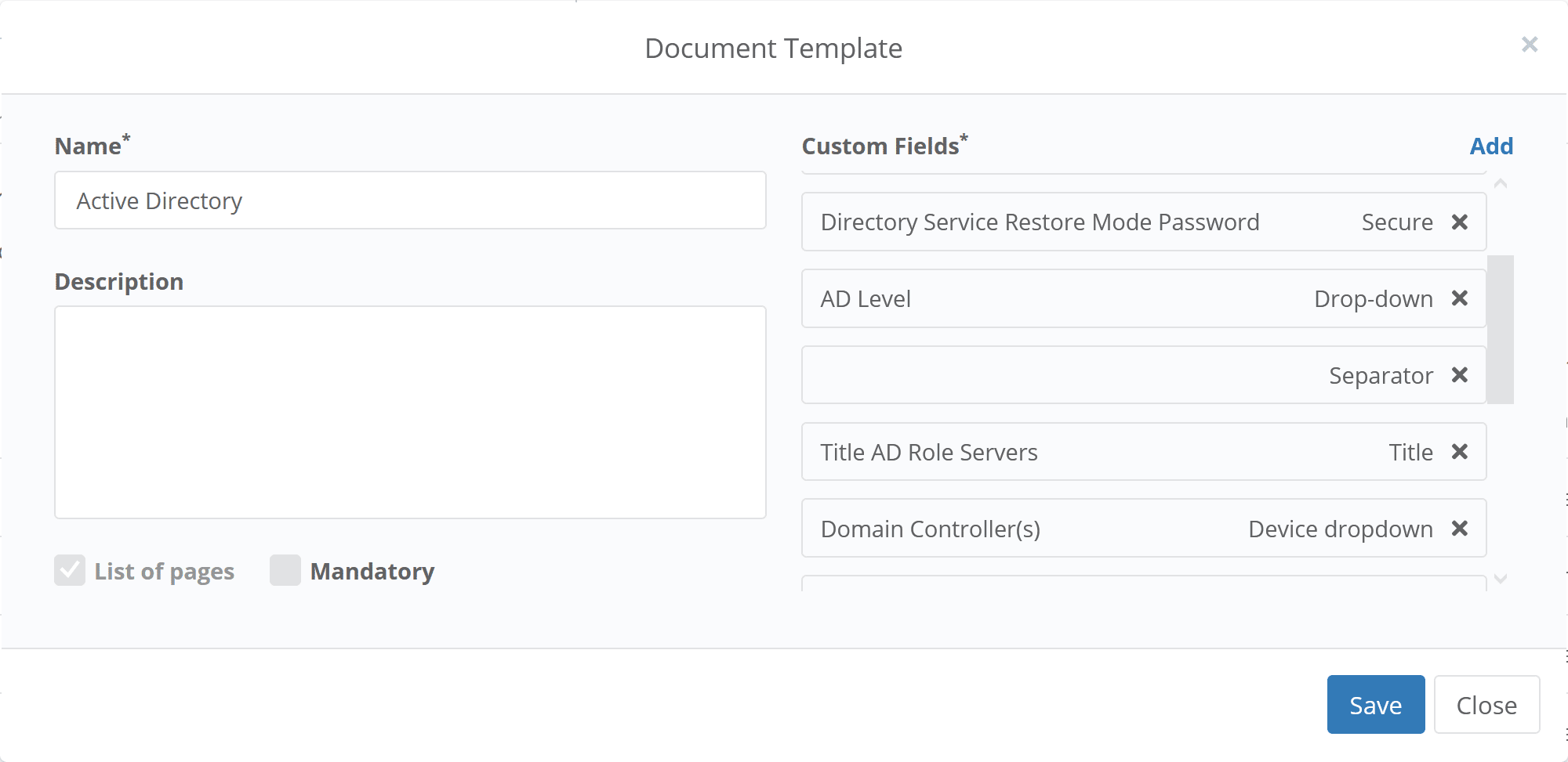 Structured documentation screenshot