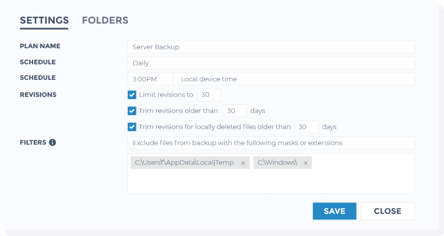 Illustrazione della dashboard di backup