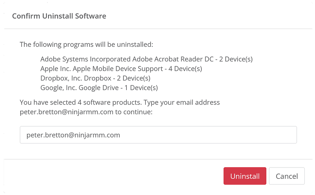 Uninstall Software screenshot