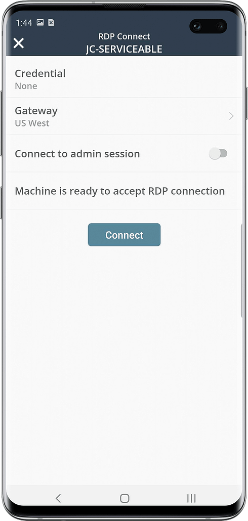 RDP Connection with smartphone