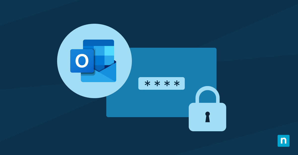 A lock and the Outlook logo for the blog how to encrypt emails in outlook correos electrónicos cifrados