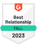 G2 Best Relationship Fall 2023 badge