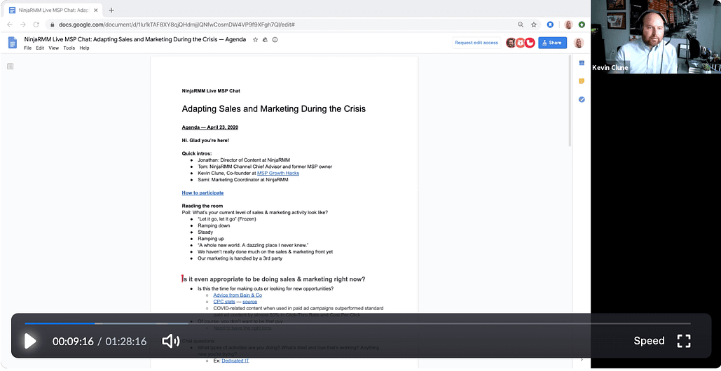 screenshot of our 4th MSP Live Chat