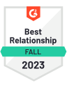 G2 Best Relationship Fall 2023 badge