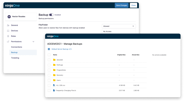 screenshots of NinjaOne dashboard showing VPN-less remote access