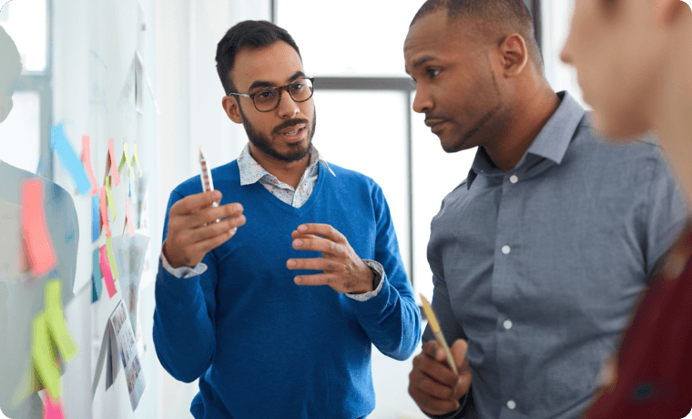 Group discussing an idea