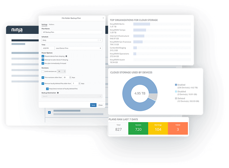 Screenshot of Cloud Backup software for servers and PCs