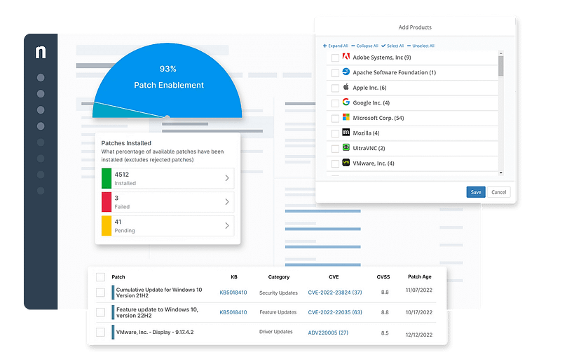 Interface utilisateur de la gestion des correctifs