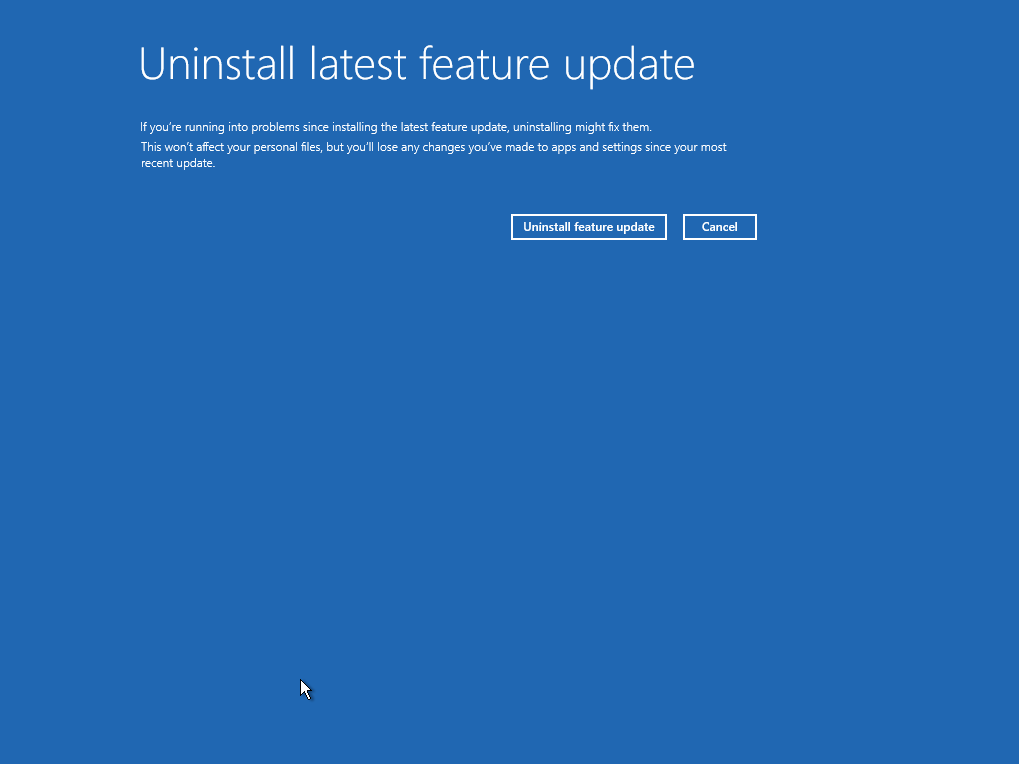 Uninstall latest feature update