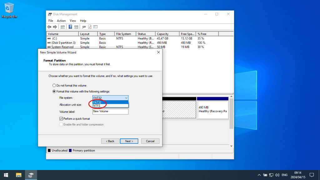 Partitioning a Hard Drive in Windows 10