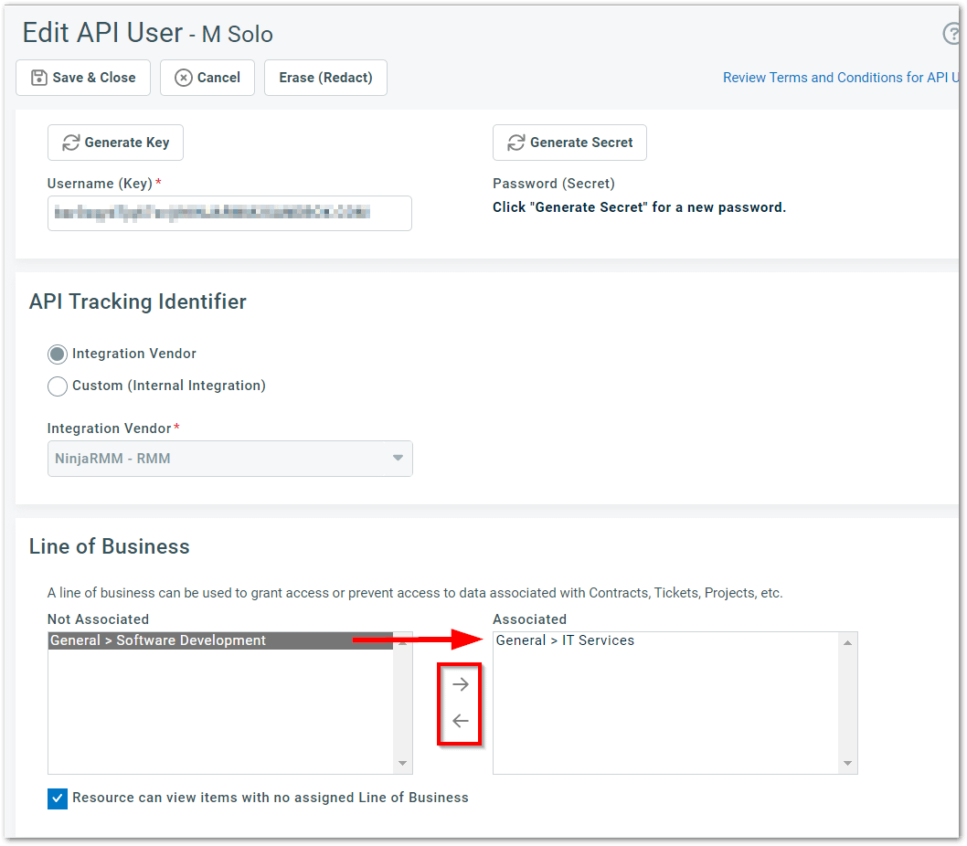 Not Associated box to the Associated box for the page " How to Connect Autotask with NinjaOne"