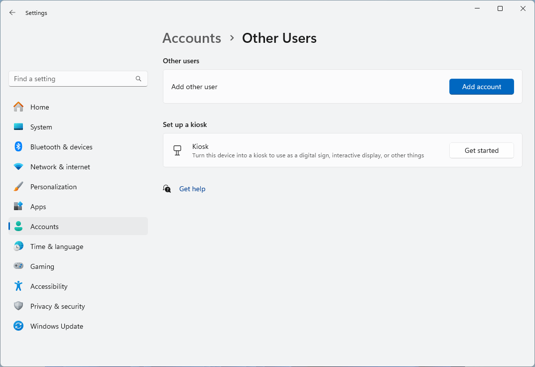 Other users options in the Settings dialog box