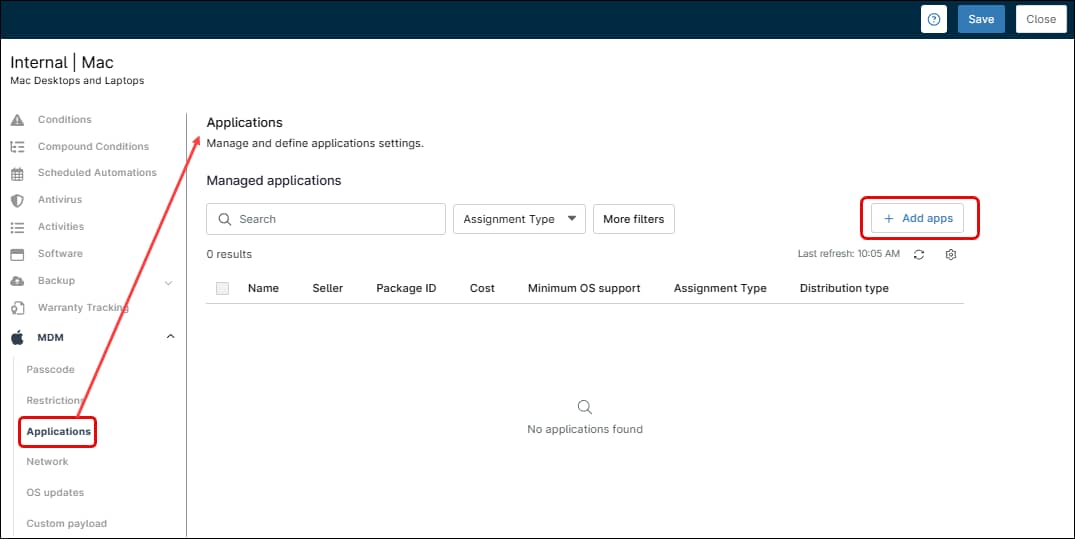 Application tab