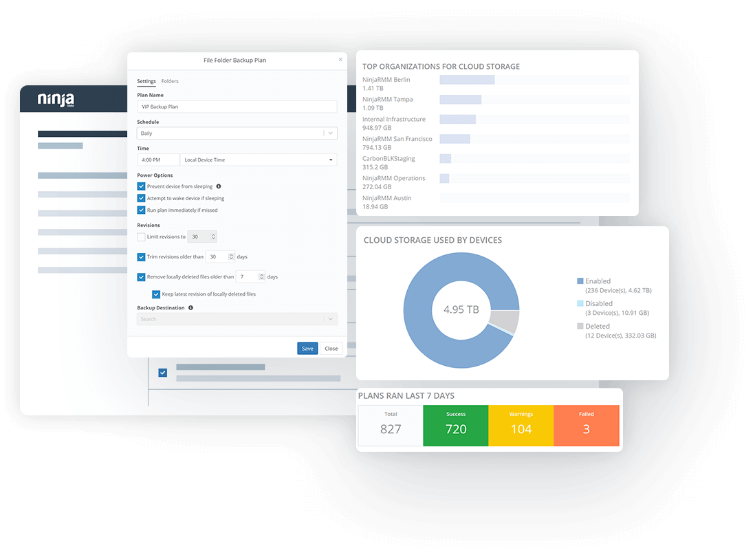 Cloud-first back-up voor servers en pc's Screenshot van Cloud Backup-software voor servers en pc's