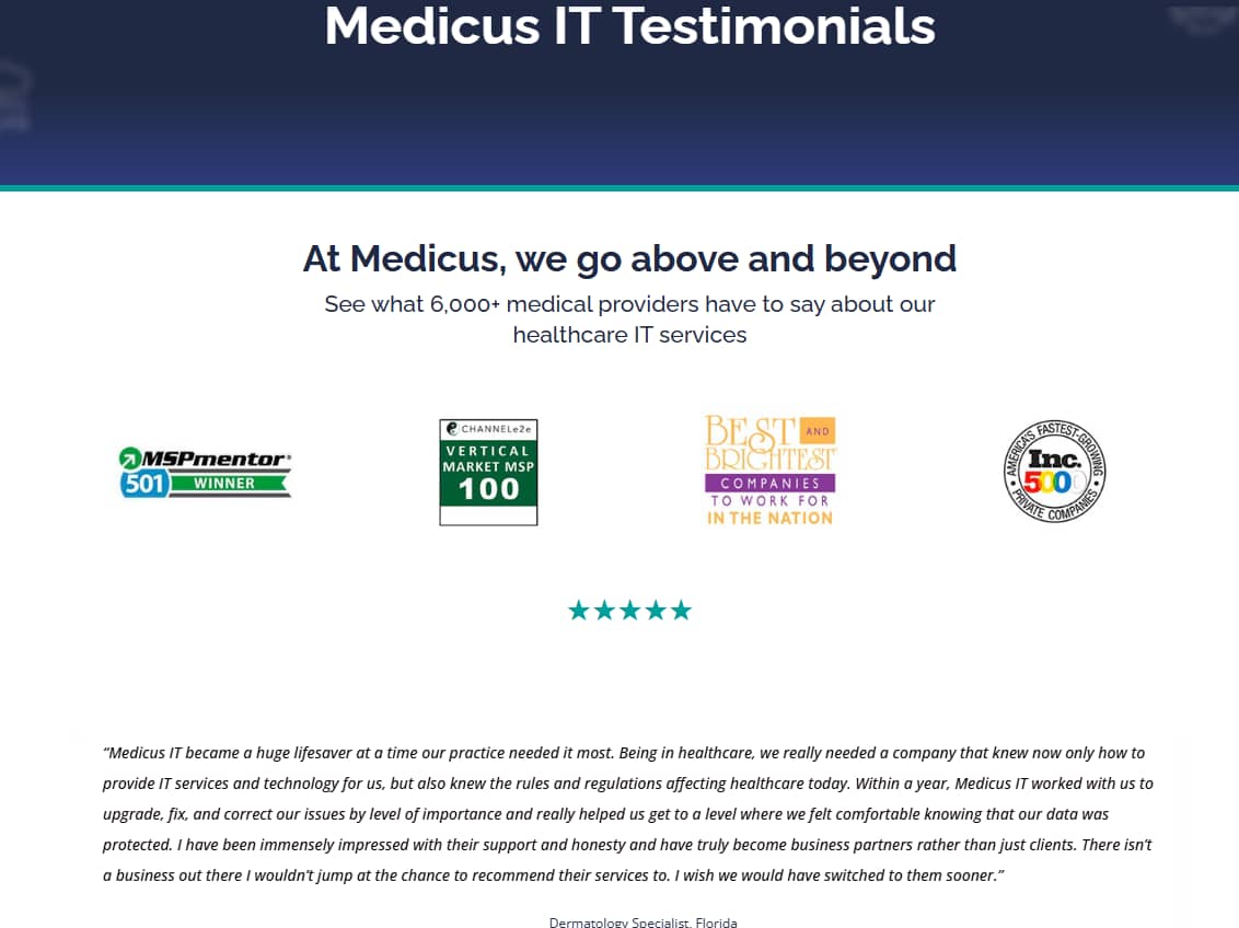 Medicus IT testimonials