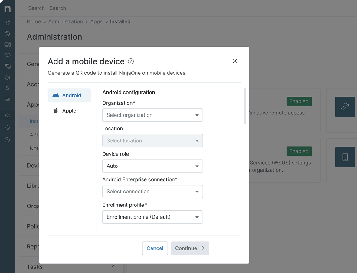 centralize-management Screenshot of MDM product showing centralized management