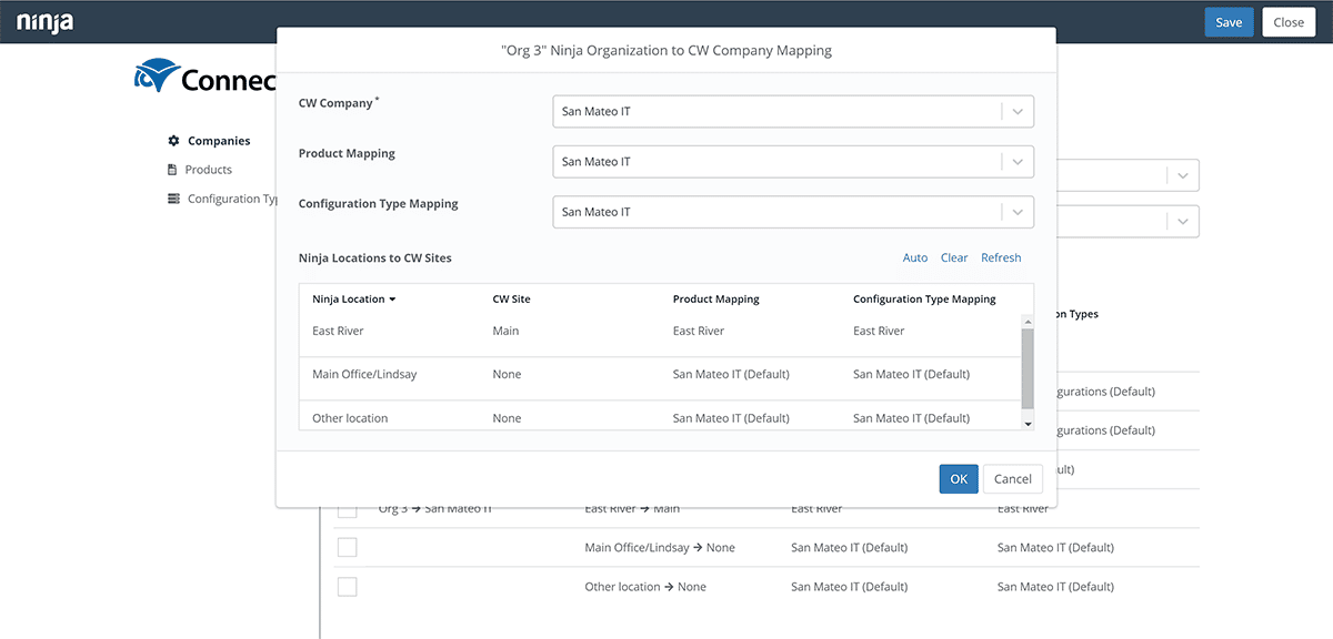 NinjaOne Connectwise Manage Integration