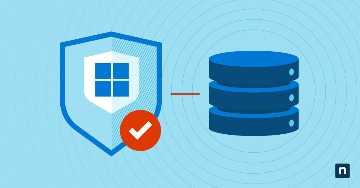 Windows logo within a shield illustration representing the topic of Windows Defender Application Control (WDAC)