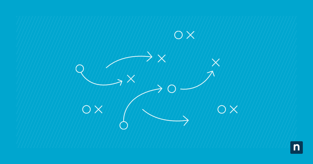 An illustration of arrows pointing to O's and X's representing a blog on IT automation