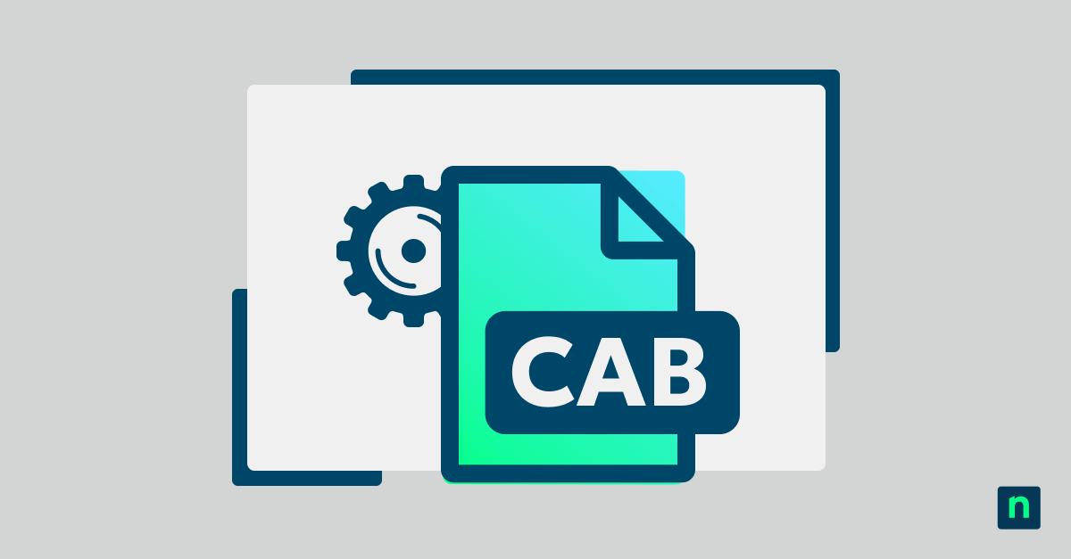 CAB file icon on top of gears representing how to Install a CAB File in Windows