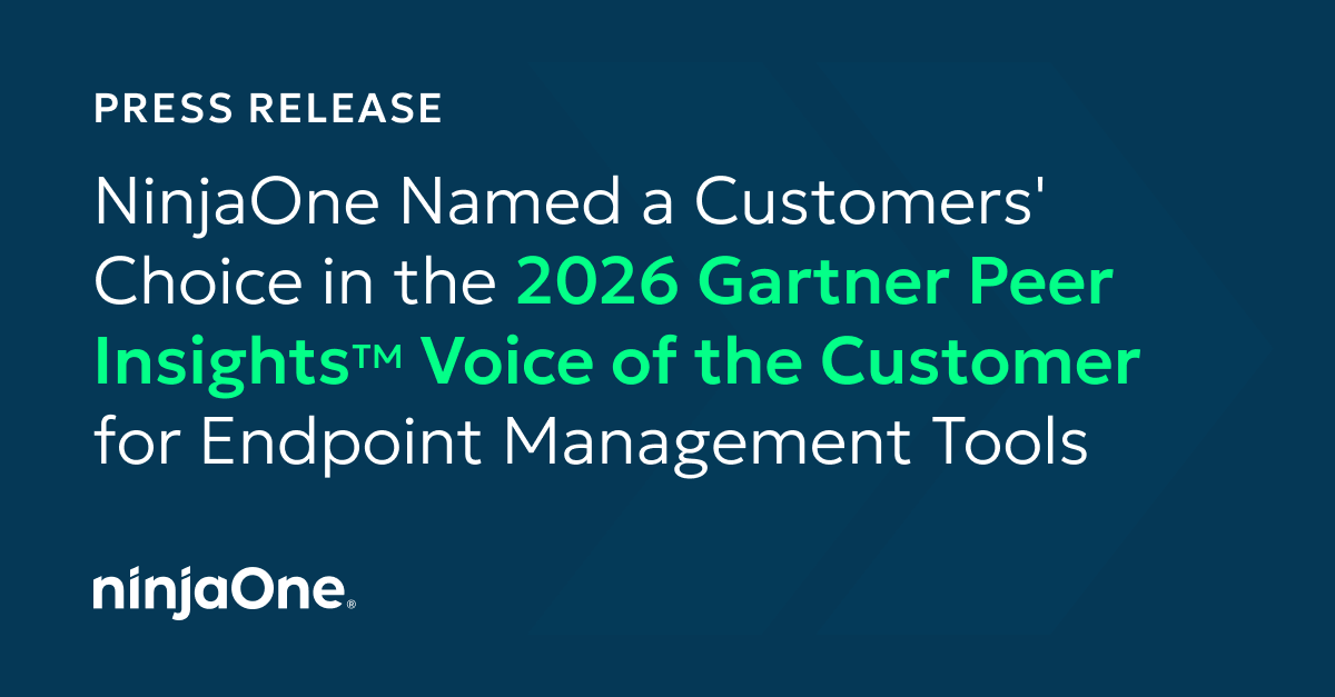 Press Post N1-2039 Gartner Voice of the Customer Press Release - social 4 NinjaOne è stata nominata “Customers’ Choice” nell’edizione 2026 del report “Voice of the Customer” di Gartner Peer Insights dedicato agli strumenti di gestione degli endpoint