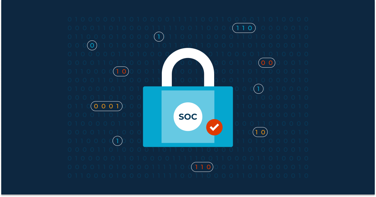 Illustration of a lock with SOC written on its center representing SOC compliance