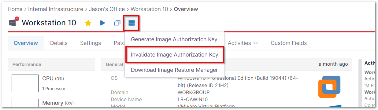 Invalidate Image Authorization Key