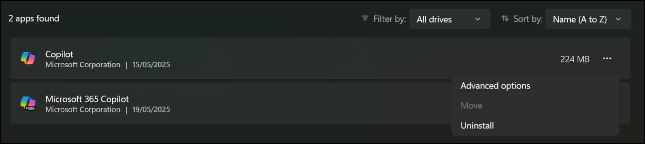 2 Copilot apps found