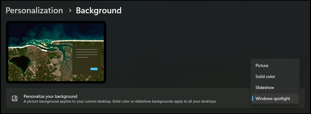 Personalization Background GUI Method