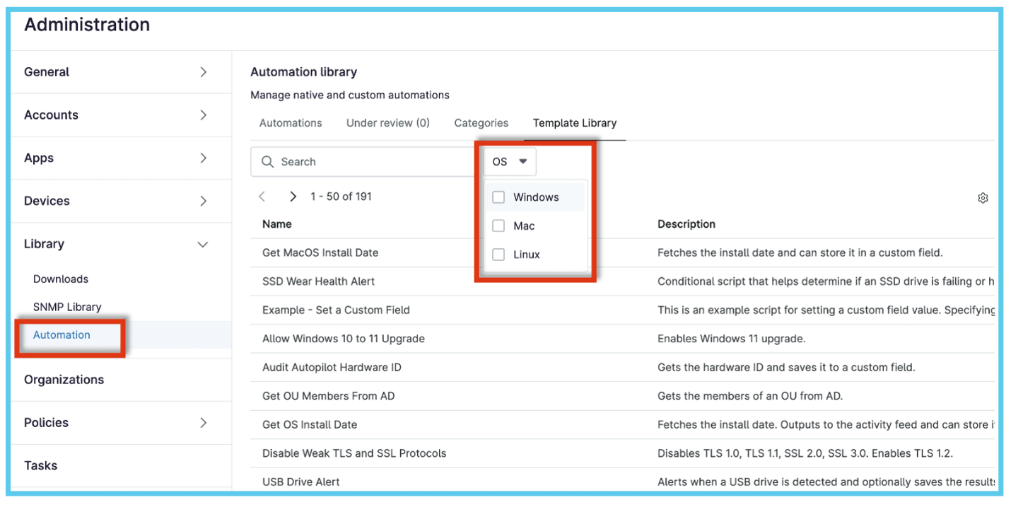 New Look and New Scripts for the Automation Library