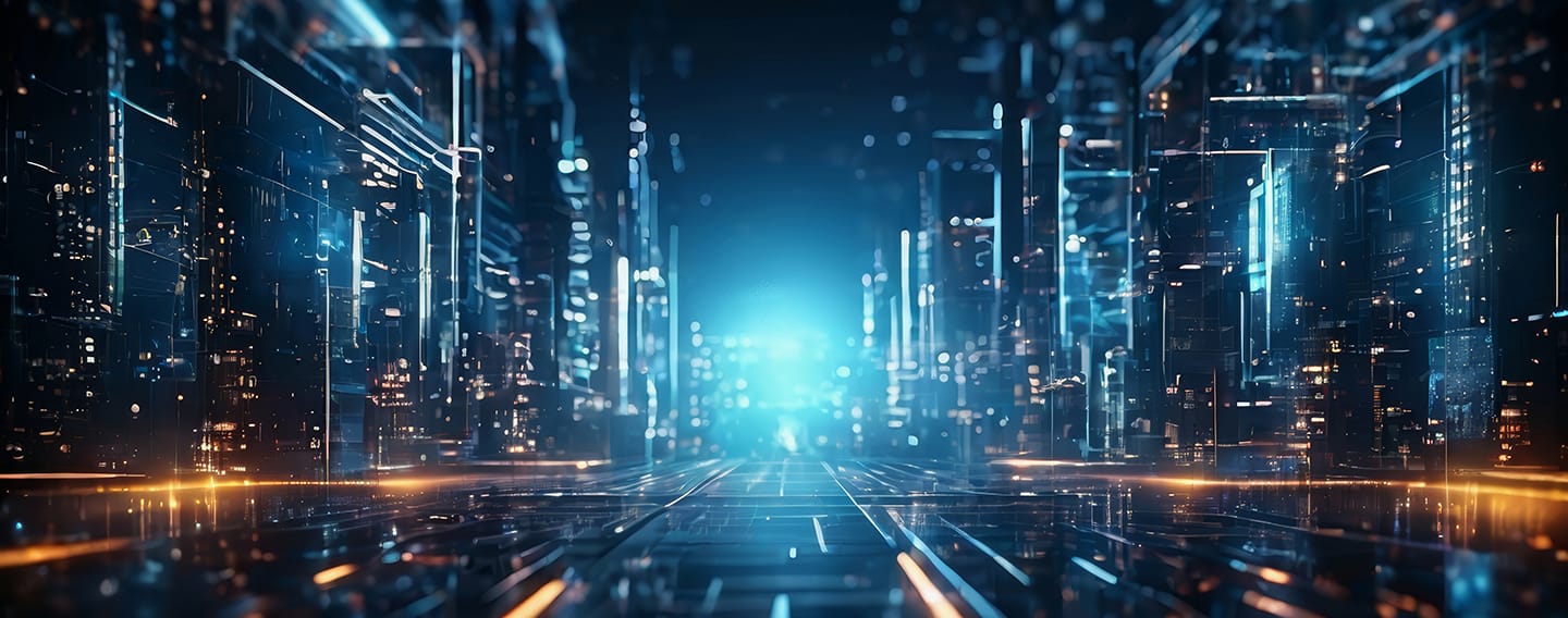 Nighttime,View,Of,A,Technologically,Advanced,City,With,Sleek,,Illuminated