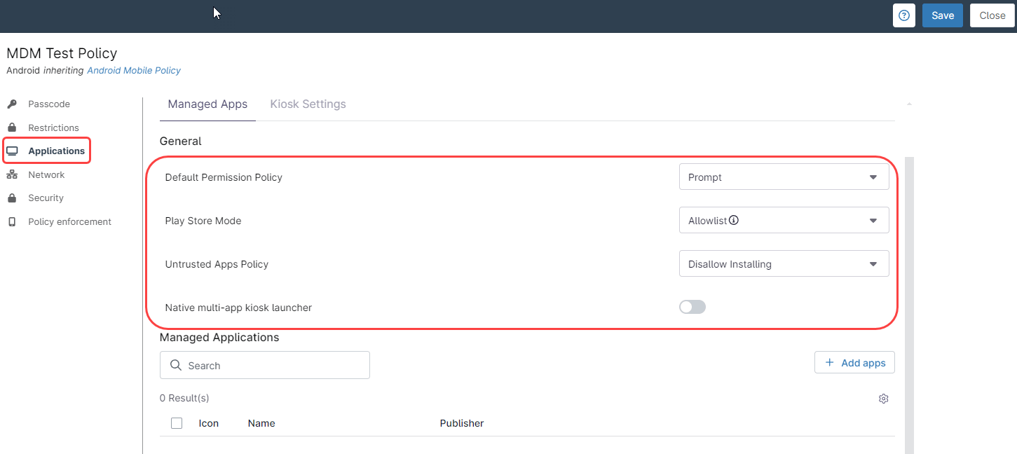 Fill out the General Application Settings as per the table shown below. 