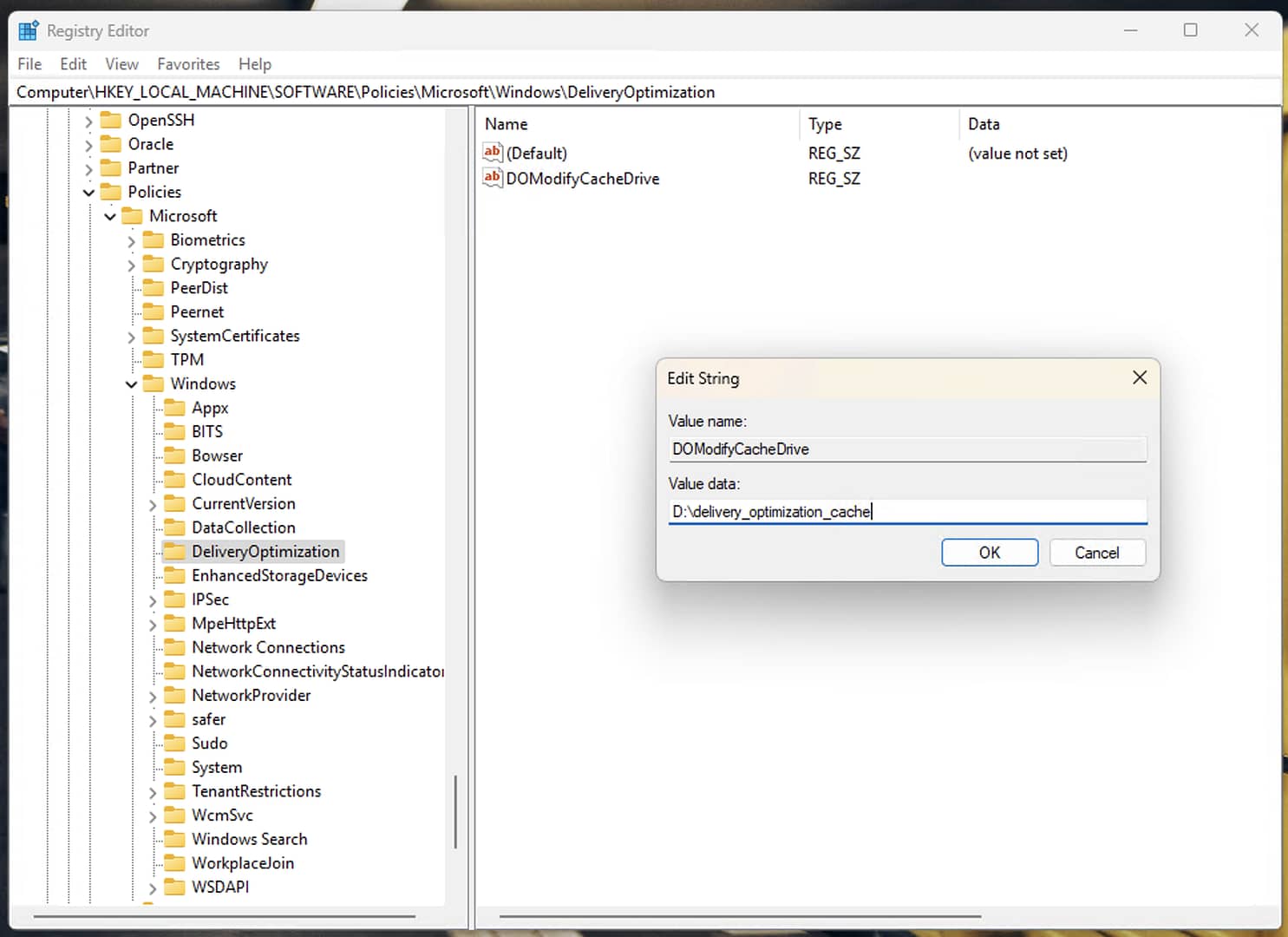 Edit string dialog box