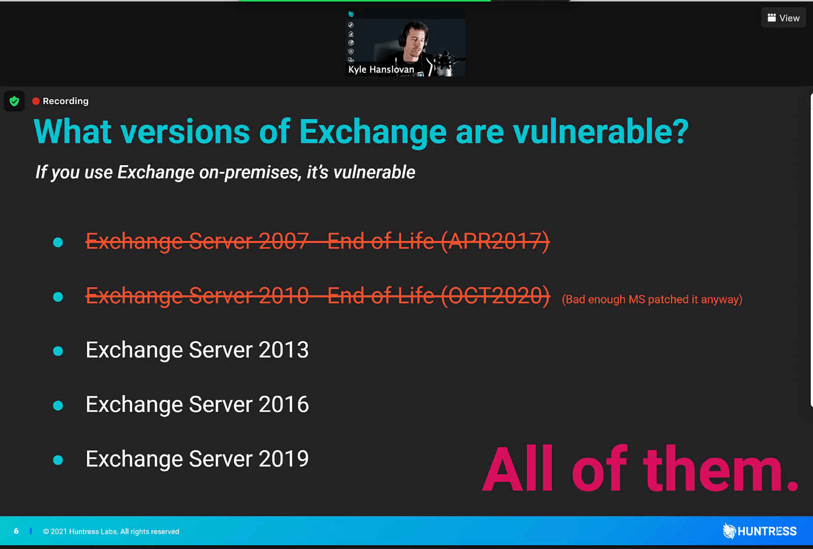 quelles sont les versions d'exchange vulnérables