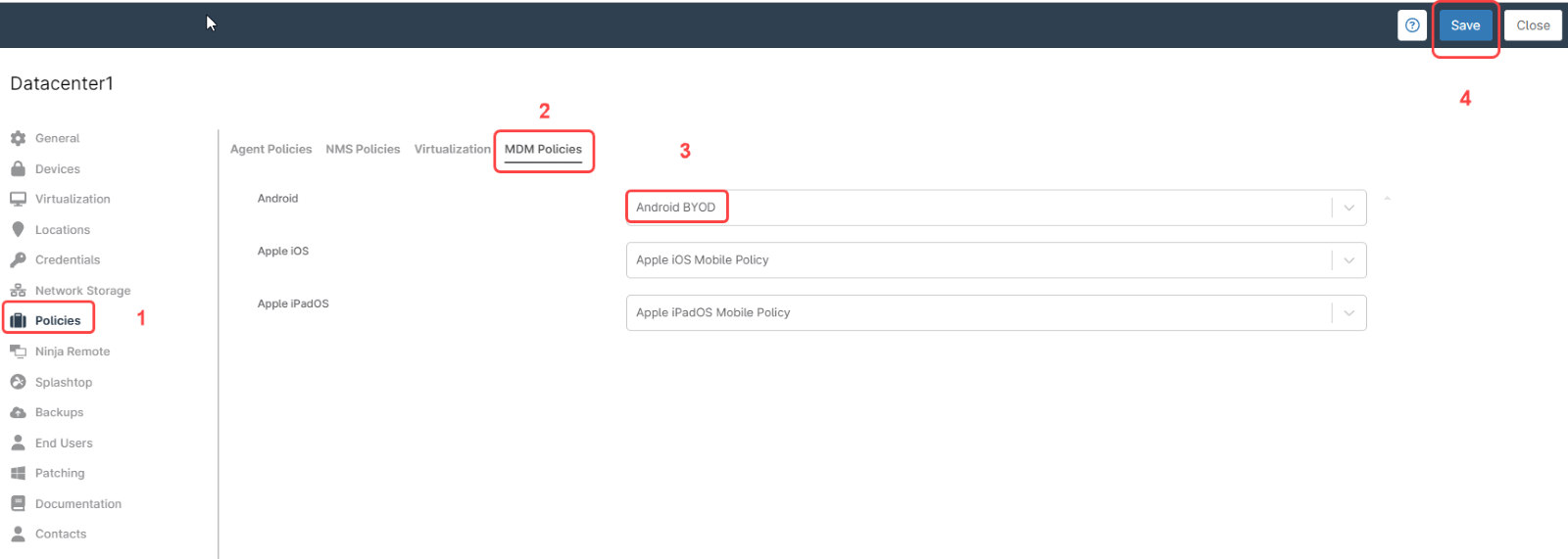 Create an MDM policy called Android BYOD