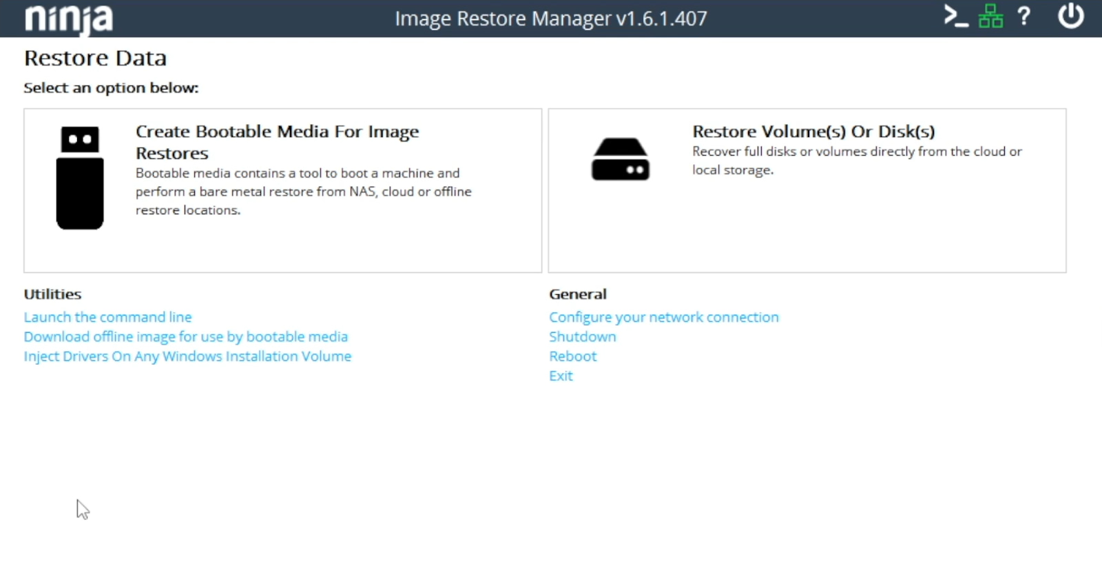 Image Restore Manager tool