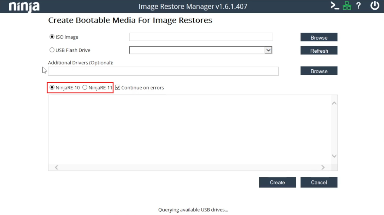 Create Bootable Media for Image Restores