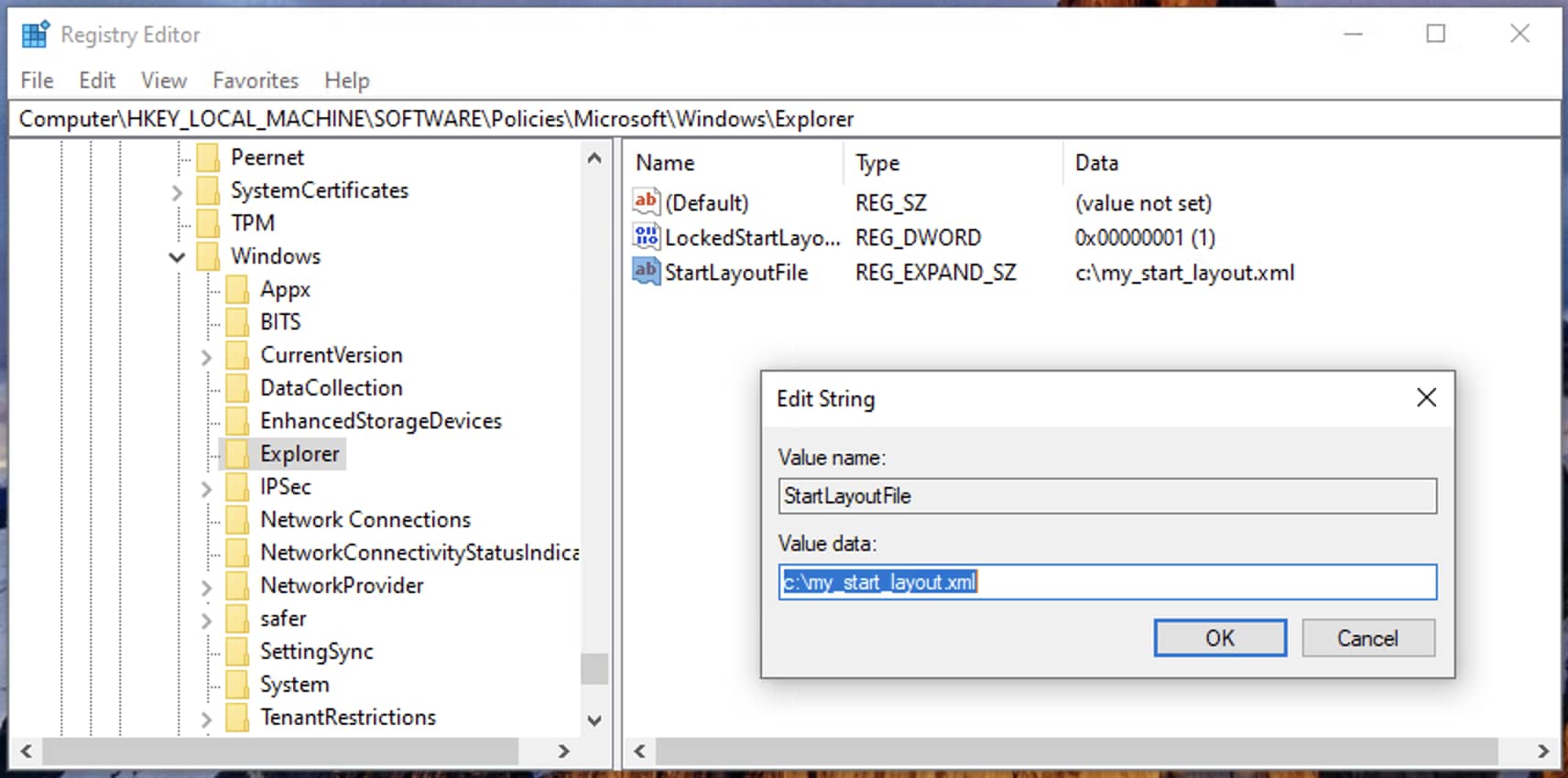 Edit string dialog box