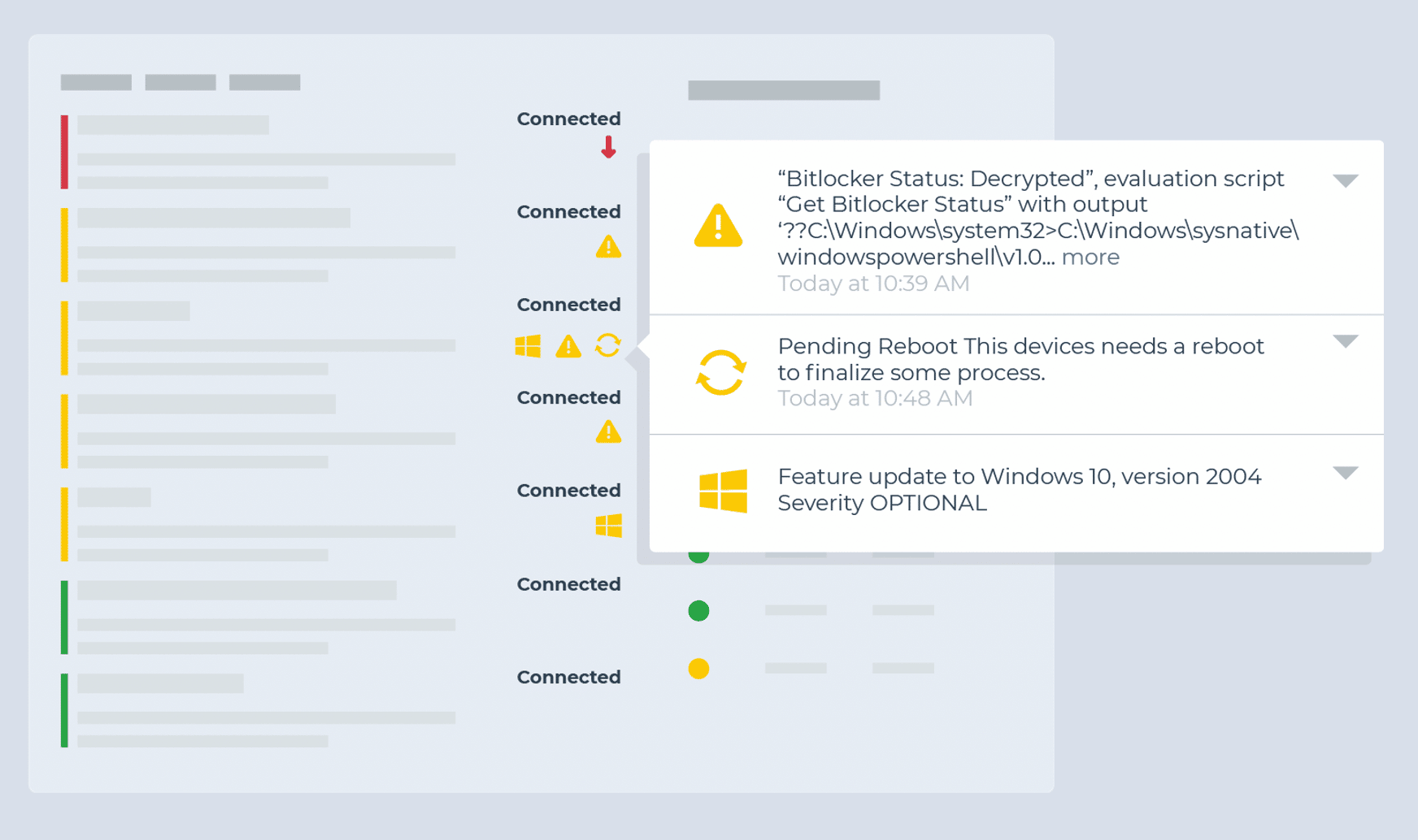 Device health monitoring checklist