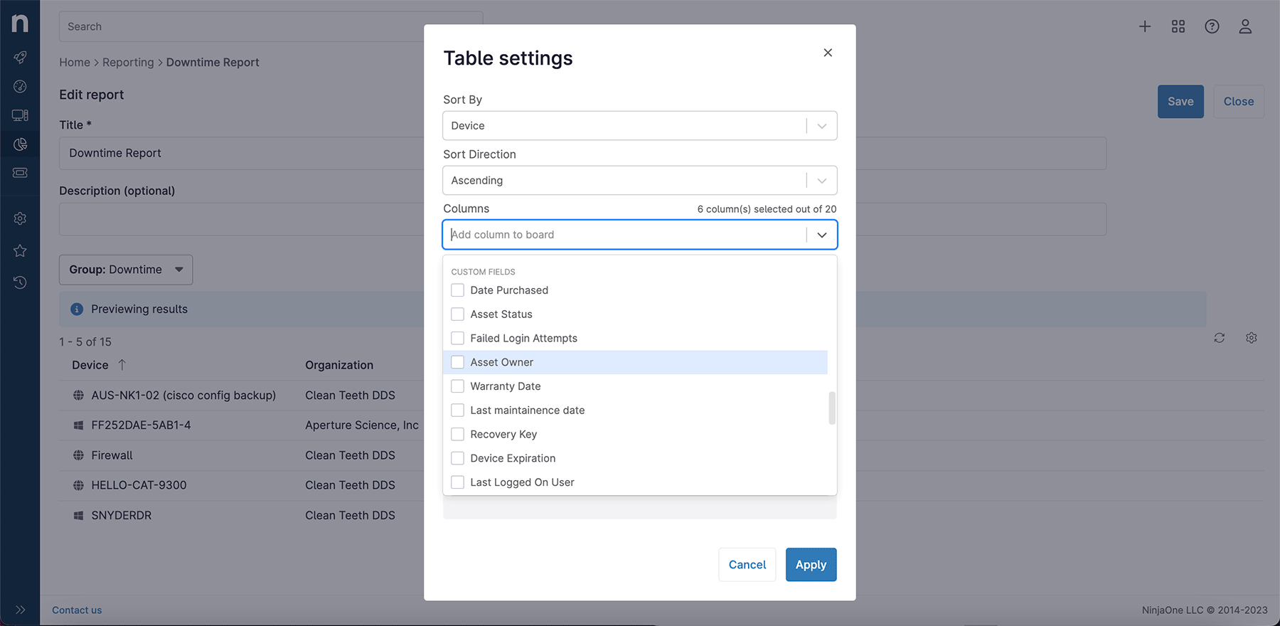 Reporting Custom Fields