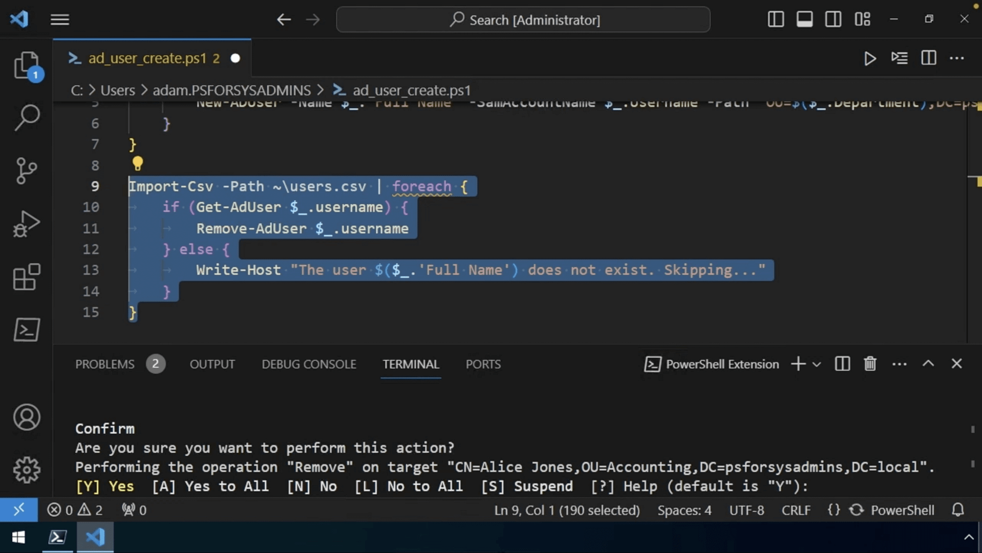 Executing Import CSV 1