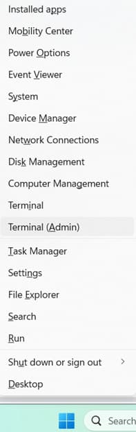 Open Terminal (Admin)