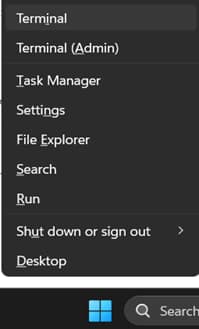 Select Terminal (Admin)