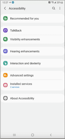 Android Settings Accessibility screen