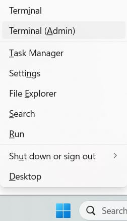 Abrir o Terminal (Admin)