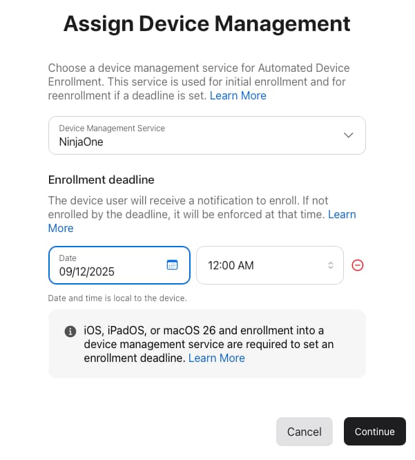 iOS 26 MDM Migration - NinjaOne