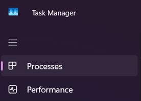 On Task manager select Processess