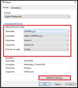 Customizing Date and Time formats