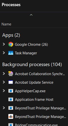 Check the list of processes is enabled and see how categorization changes.