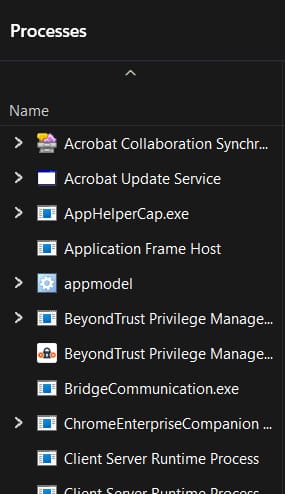 Check the list of processes is disabled and see how categorization changes.